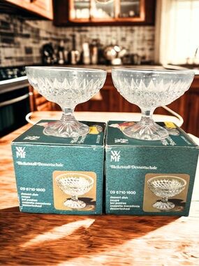 Vintage WMF‎ Bleikristall Dessertschale Crystal Coupe DishPair in Original Boxes